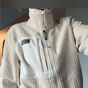 L.L. Bean Cream Textured Zip-Up Fleece Jacket